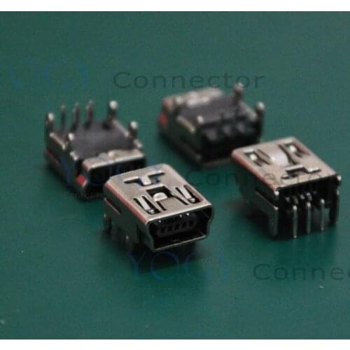 30 pcs/lot) MINI USB Female Connector Receptacle, DIP 4 Fixed feet,Commonly used in Mobile Power Interface