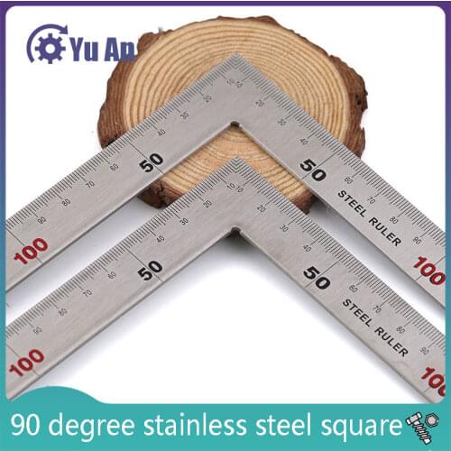 90 Degree Stainless Steel Angle Ruler L-shaped Woodworking Measuring Universal Ruler Multi-Functional Right Angle Ruler
