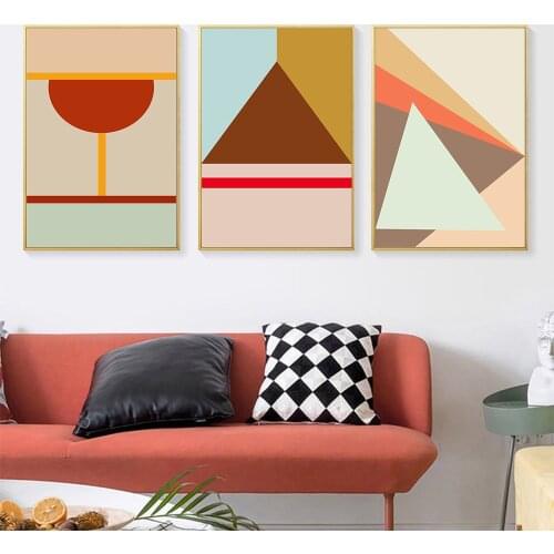 Abstract Poster Prints Modern Blue and Yellow Red Art Canvas Painting Geometric Wall Art Living Room Wall Pictures Decoration