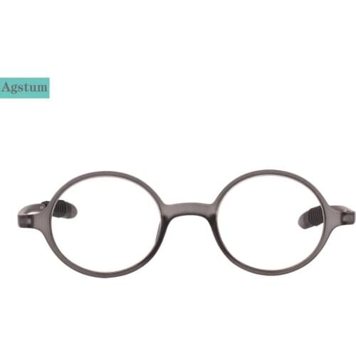 Agstum TR-90 Round Flexible Grey Eyeglass Frame Reading glasses Reader +1 +1.5 +2.5 +3.50