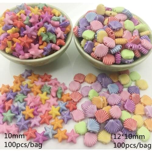 Acrylic ocean Starfish washing Scallop Shell beads for Jewelry making string Bracelet material Meideheng