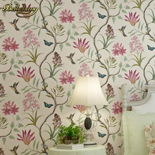 Beibehang American Village Pastoral Retro Flower Bird Non woven Fabric Wallpaper Living Room Bedroom TV Sofa Background