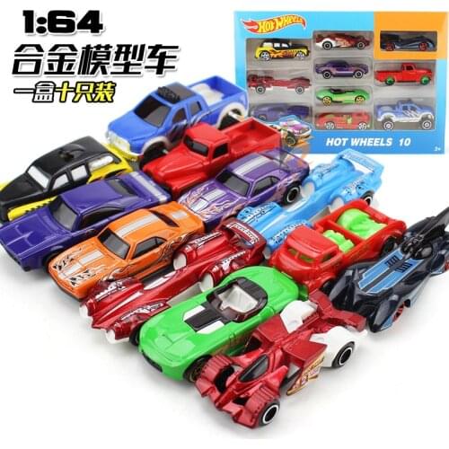 Free Shipping children toy die-cast plastic slide 9cm mini car model set 1:64 racing car 10pcs per best gift for kids