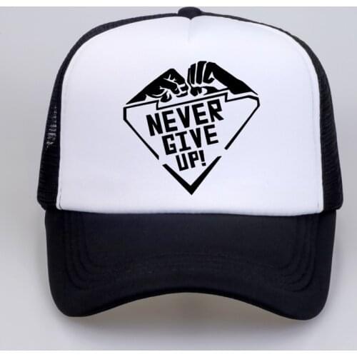 Never Give Up Letter print Men hat boxer Fitness Baseball cap fashion brand Men women Mesh Trucker hat adjustable snapback bone