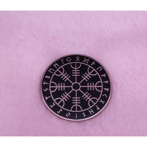 Norse rune enamel pin Viking occult jewelry