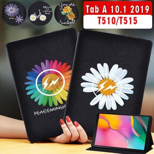 Tablet Case for Samsung Galaxy Tab A 10.1 Inch 2019 T510/T515 Stand Cover PU Leather Tablet Cover Case + Free Stylus