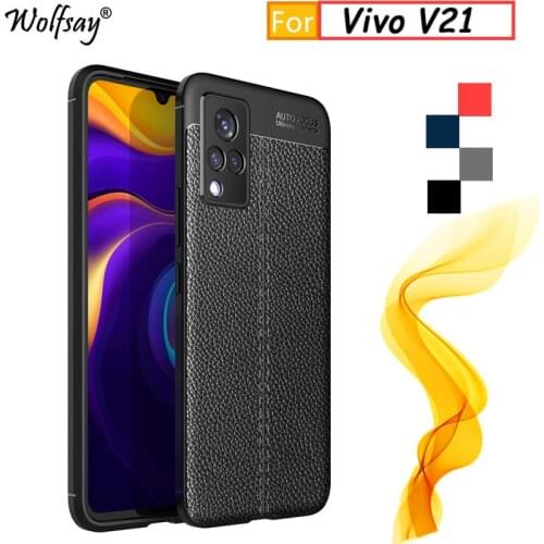 For Vivo V21 Case For Vivo V21 Fashion Anti-knock Rubber Housings Bumper Silicone Back Case For Vivo V21 V 21 Cover 6.44 inch