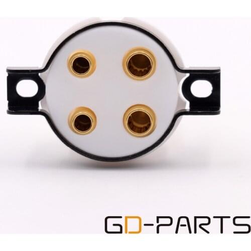 EIZZ 2PCS 4pin PTFE Vacuum Tube Socket For 300B 2A3 45 50 5Z3 6A3 & WE101D/F 205D/E 216 etc., 24K Gold Plated Brass Pins