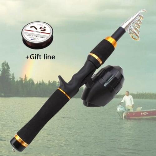 Portable 1.65m carbon Fishing Tackle Telescopic Fishing Rod Reel Travel Fishing Rod Trout Spinning Fishing Rod Combo
