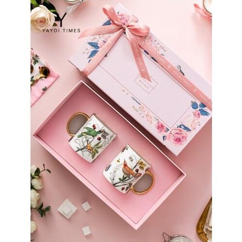 Bone China Mugs Coffee Tea Milk Water Cup Home Drinkware A Pari Of Cups Gift Box Set Marriage With Hand Teaware