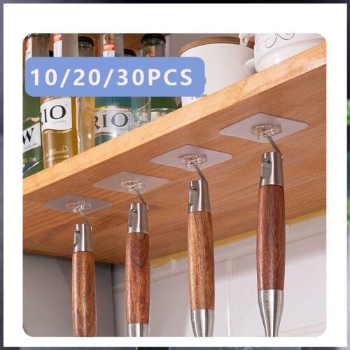 Hooks Transparent Strong Self Adhesive Door Wall Hooks Suction Heavy Load Rack Cup Sucker for Kitchen Bathroom 10/20/30 PCS