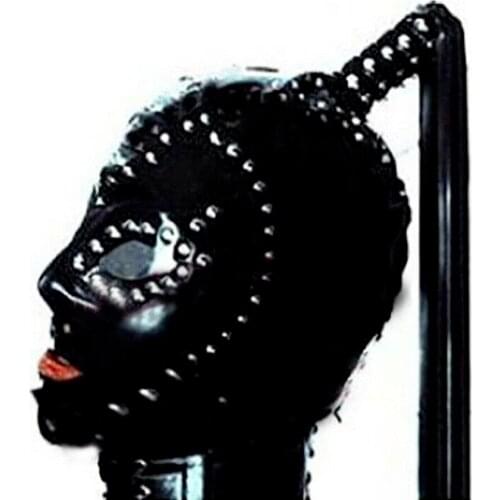 Latex Hood with Transparent Eye Lens and Rivet Decoration Rubber Mask Club Wear sex toys for couples sexy toys