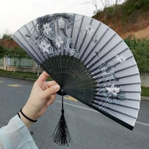 Summer Vintage Bamboo Folding Hand Held Flower Fan Chinese Dance Party Pocket Gifts Wedding supplies Chinese Japanese Style