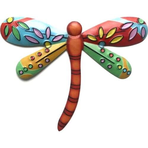 Metal Iron Pendant Garden Indoor Or Outdoor Multicolor Art Strong And Durable Dragonfly Wall Hanging