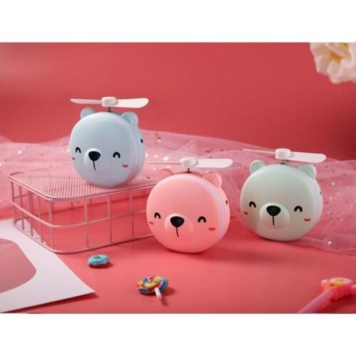 Cartoon Mini Pig Head Makeup Mirror With LED Fill Light Portable Rechargeable Handheld Fan Outdoor Travel Office Accessories