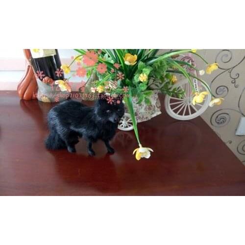 About 16x12cm fox Handmade craft model ,polyethylene&furs black fox toy home decoration Xmas gift w4128