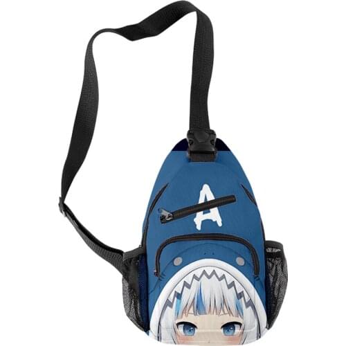 Gawr Gura Cute Shark 3D Merch Mens shoulder bag messenger outdoor sports one shoulder chest daily picnic canvas messenger bag