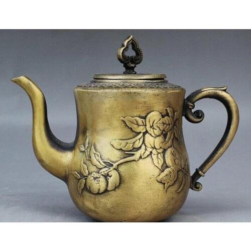 Folk Collection China Auspicious persimmon Statue Teapot Wine Pot Flagon