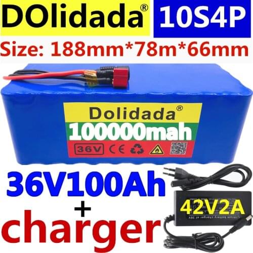 Original 36V battery 10S4P 100Ah battery pack 1000W high power battery 42V 100000mAh Ebike electric bike BMS+42V2A Charger