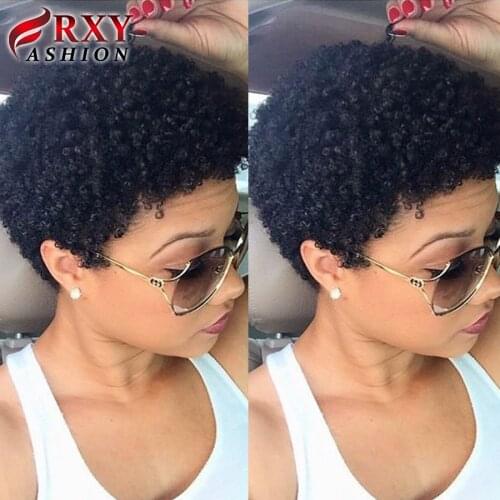 Curly Human Hair Wig RXY Fashion Pixie Cut Wig Brazilian Human Hair Wigs For Black Women Glueless Machine Made Wig