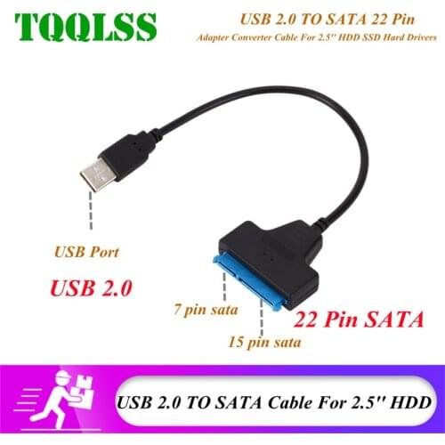 USB 2.0 to SATA 22-pin copper core adapter and ABS cable HDD SSD external hard drive conversion cable suitable for 2.5 inch SSD