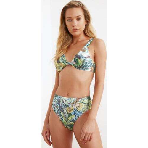 Trendyol Tropical Print High Bel Bikini Bottom TBESS21BA0201