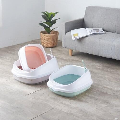 Pet Cat Toilet Semi-enclosed high fence detachable cat litter box cat toilet Dog Tray Clean Scoop Home Plastic Sand Box Supplies