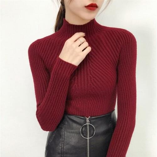 Pullover Winter long Sweater Female Jersey Oversized Sweater Women Autumn Women Knitted Sweaters Pull Turtleneck Ladies Red 2018