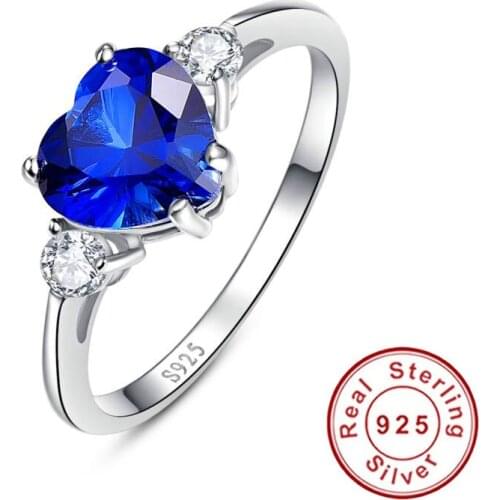 S925 ring Sapphire Jewelry Love Rings 2.25Ct Genuine 925 Sterling Silver Heart Ring Brand Jewelry Classic AAA Quality