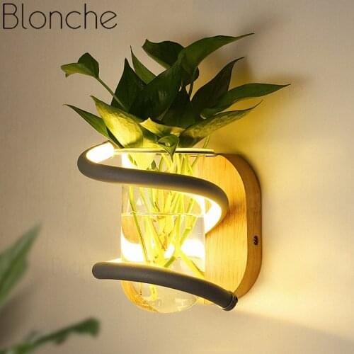 Modern Plant Wall Lamp 10W Led Living Room Restaurant Corridor Aisle Lamp Home Decor Art Plant Pot Wall Light Wood Wall Sconce