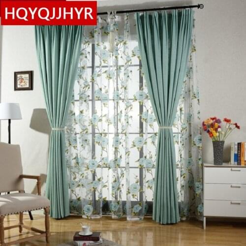Modern and simple cotton blackout curains for Living Room With exquisite sheer tulle curtains for Bedroom curtain for kitchen