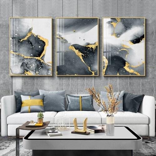 Modern Abstract Canvas Poster Golden Black Wall Art Painting Nordic Posters And Prints Wall Pictures For Living Room Home Decor