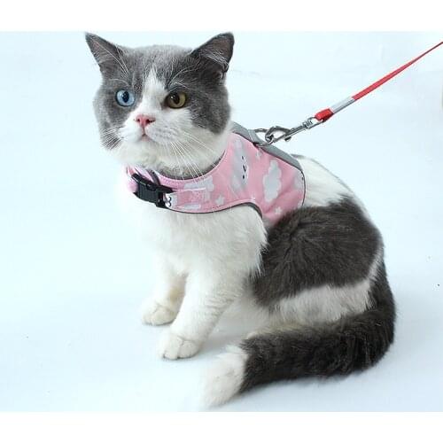 Escape Proof Pet Harness And Leash Set Cat Vest Adjustable Reflective Mesh For Cat Dog Chest Strap Traction Rope Pet Supplies