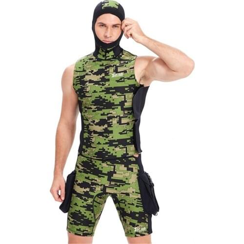 Fly Fishing Waders Camouflage Short Sleeve Fission Hooded Neoprene Submersible Suit For Men Keep Warm Waterproof Diving Suits