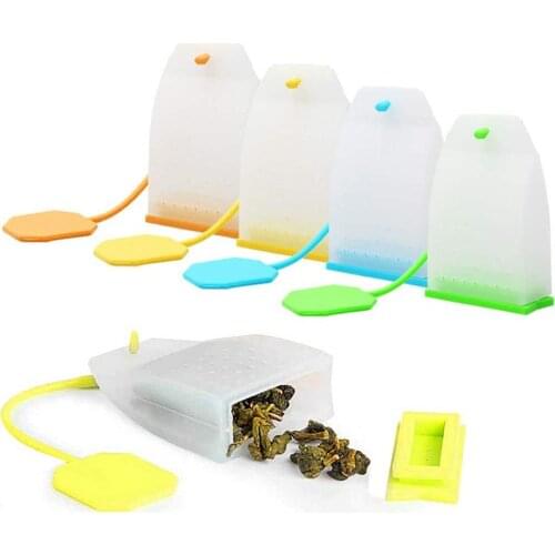 1pc Kitchen Accessories Tea Strainers & Tea Infusers Food Grade Silicone Strainer Bags Coffee Loose Leaves Infusers Teaware