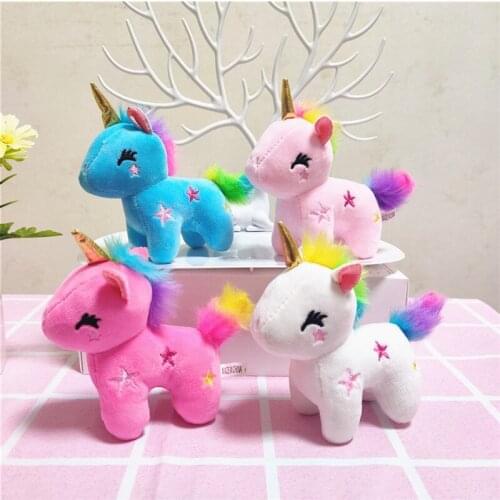 10CM Rainbow Unicorn PP Cotton Filling Plush Toys Keychain Small Pendant Bag Decoration Schoolgirl Pink Cute Mini Ragdoll Gift