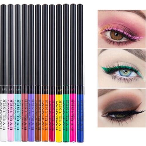 12 Colors Liquid Eyeliner Pen Waterproof Long Lasting Easy To Wear Black Blue Green Smudge-Proof EyeLiner Pencil Makeup Tools
