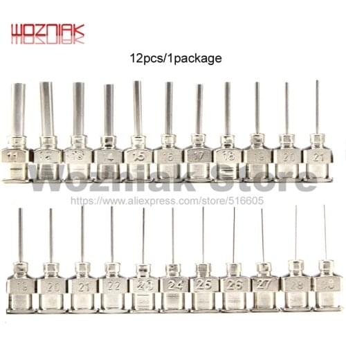 Wozniak 12PCS/1set Stainless Steel Dispensing Adhesive Syringe Needle Suitable for BGA welding glue Syringe needle