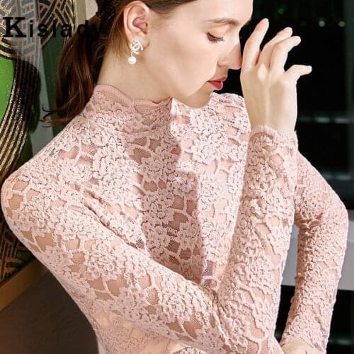 2020 Spring Fall Floral Embroidery Lace Shirt Long Sleeve Sexy OL Womens Tops Plus Size Hollow Out Harajuku Korean Clothes