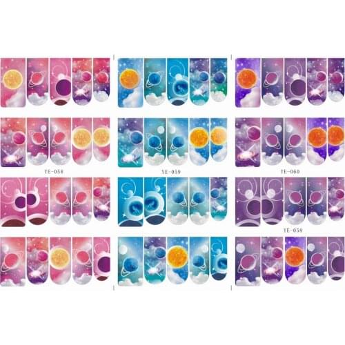 3 PACK/ LOT WATER TRANSFER DECAL NAIL ART NAIL STICKER FULL COVER CARTOON SATELLITE YE58-60