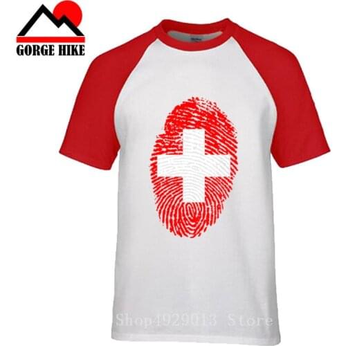 3D Swiss Confederation Nation Flag Fingerprint Design Switzerland Men T Shirt Sunlight Mens T-Shirt Clothes Round Collar Tshirt