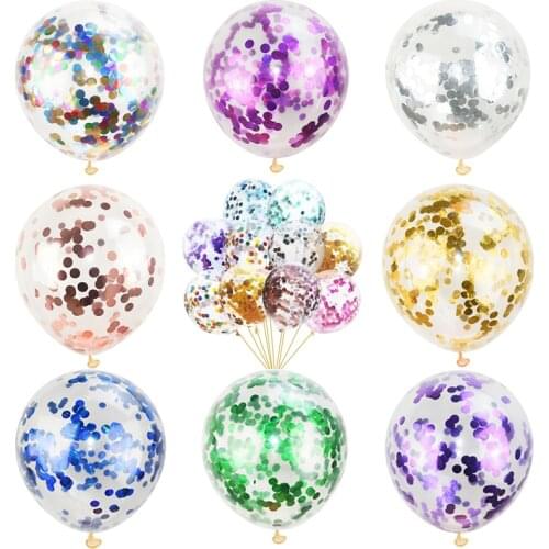 5/10Pcs Rose Gold 12inch Glitter Confetti Latex Balloons Romantic Wedding Birthday Party Decoration Baby Shower Kids Gift Globos