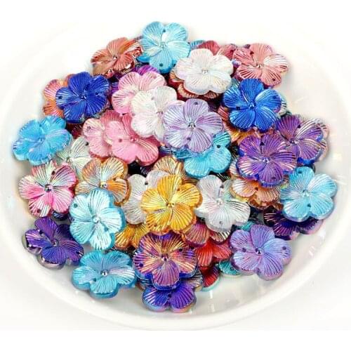 50Pcs 20mm Mixed Resin Multicolor Flower Flatback Cabochon Embellishments Scrapbooking Decoration Diy Craft Supplies Accessories