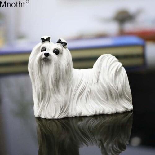 Mnotht Accessory Toys 1/6 Maltese Dog Simulation Dog Model Car Decoration Scene Resin Gifts for Action Figure Collection m5n