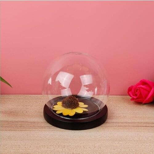 Free Shipping 2sets/pack Diameter=10cm Black Base Round Glass Dome Vase Home Decoration Glass Cover Wedding Friend Favor Gift