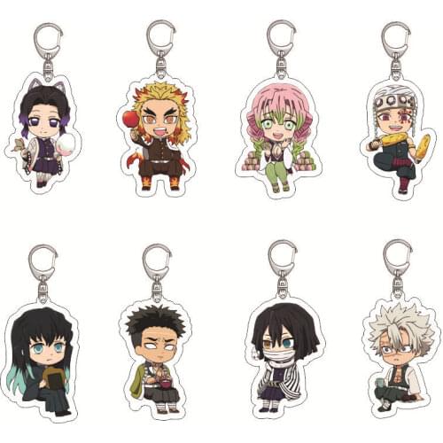 Anime Demon Slayer Kimetsu No Yaiba Keychain Cartoon Kamado Tanjirou Kamado-Nezuko Tomioka Giyuu Acrylic Character Key Chain