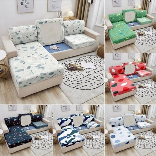 Marble Printed Sofa Seat Cover Elastic Removable Sofa Slipcover Corner Couch Cushion Cover Polyester Slipcover 1-4 Seat