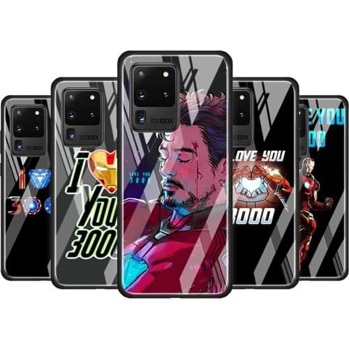 Marvel Hero 3000 Iron Man for Samsung Galaxy S20 FE Ultra Note 20 S10 Lite S9 S8 Plus Luxury Tempered Glass Phone Case Cover