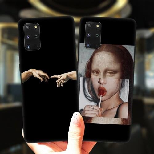 Mona Lisa David Statue Abstract Art Black Phone Case For Samsung Galaxy S20 FE S21 Ultra S10 Lite S9 Plus S10E Silicone Cover