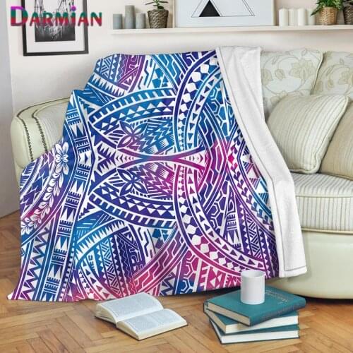 DARMIAN Polynesian Tribal Colorful Premium Fleece Throw Blanket Plush Warm Bedroom Sofa Blanket for Adult Kid Single Thin Quilts